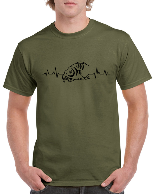 Fishing T Shirt With Carp Fishing Heartbeat