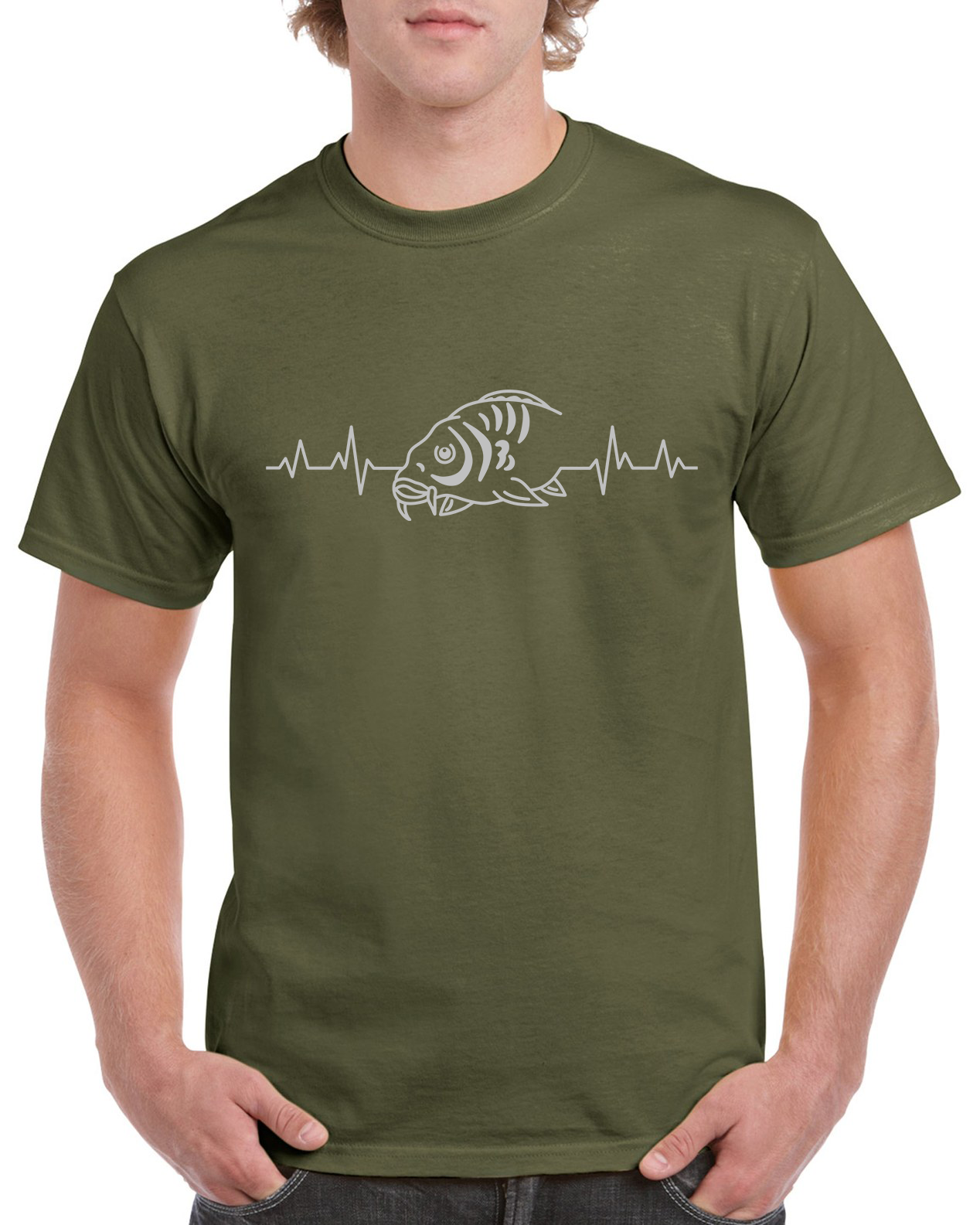 Fishing T Shirt With Carp Fishing Heartbeat